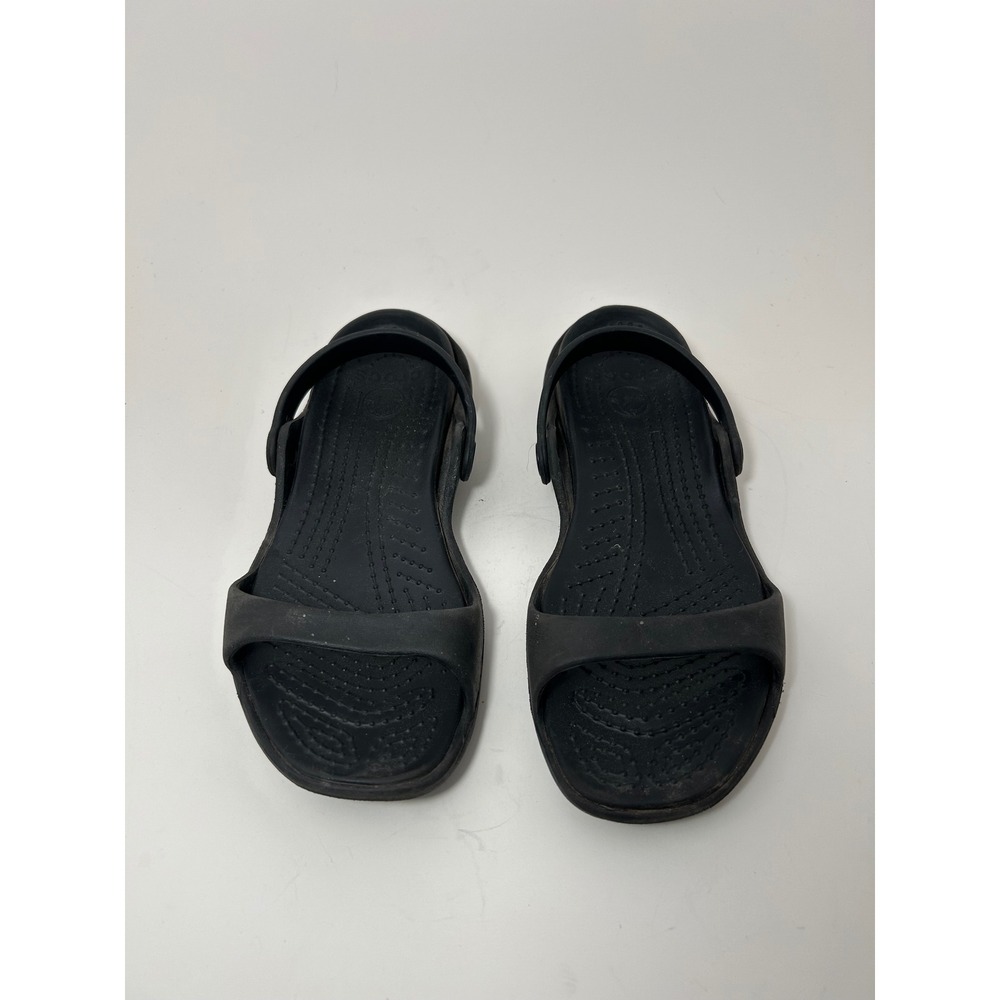 Crocs‎ Cleo II Black Comfort Slide Sandals Womens Size 8 Pivoting Strap 10043